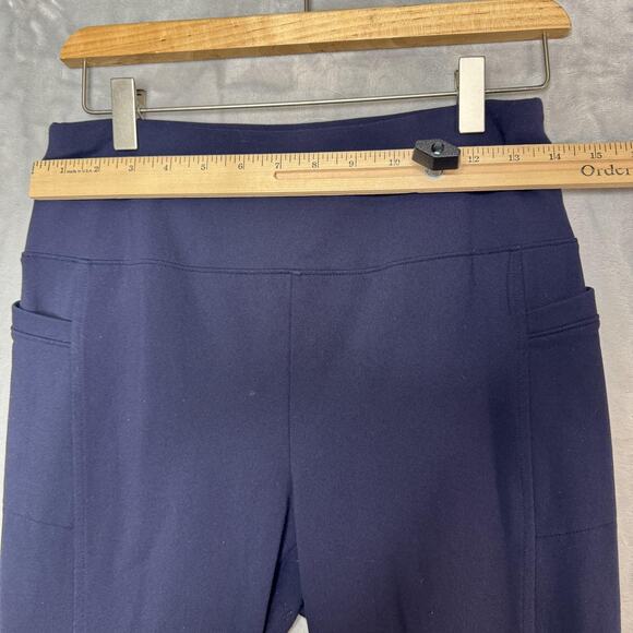 T by Talbots Leggings Womens Medium Petite Navy High Rise Side Pockets Athletic - Picture 10 of 11
